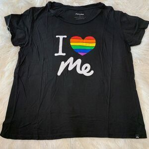 NEW MeUndies Micromodal PRIDE I Love Me Rainbow Tee Black T-Shirt Medium